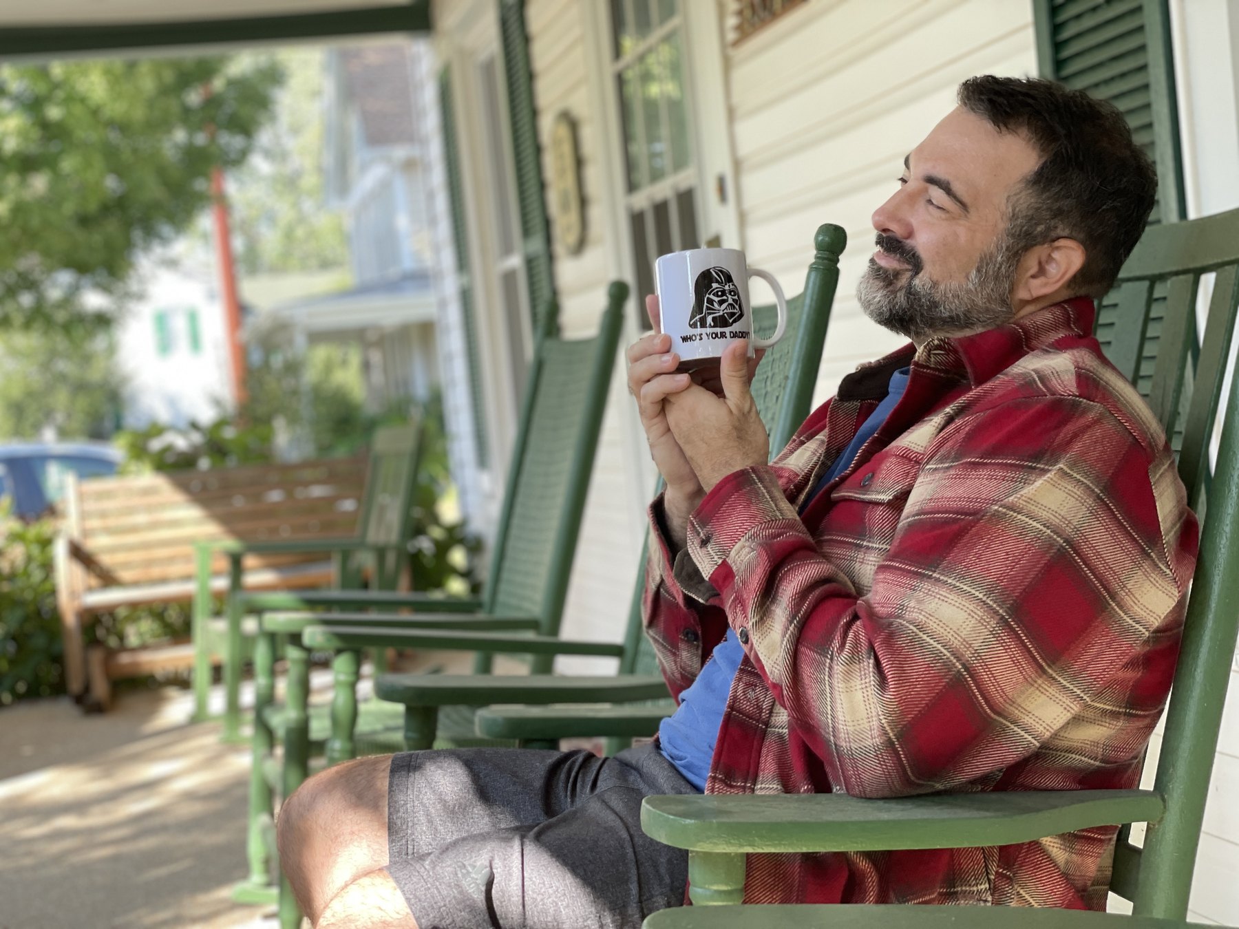 Scott Meyers relaxing with a coffee